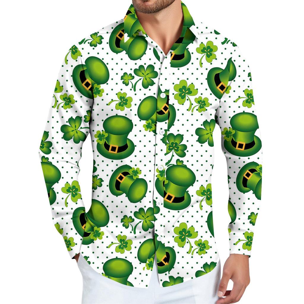 Pánská košile s vánočním potiskem, dlouhý rukáv, na knoflíky