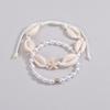 2 PCS Beach Vacation Style Fashion Imitation Pearl Shell Beaded Elastic Rope Bracelet Couple Jewelry Gift
