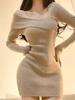 Spicy Girl One-Shoulder Knit Dress - Slim Fit, Hip-Hugging Autumn/Winter 2025