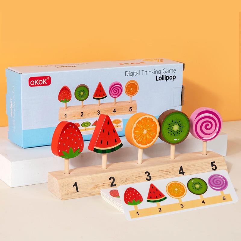 Wooden Children'S Play House Toy Lollipop Ice Cream Ice Cream Stick Logical Thinking Parent-Child Play Interactive Gift