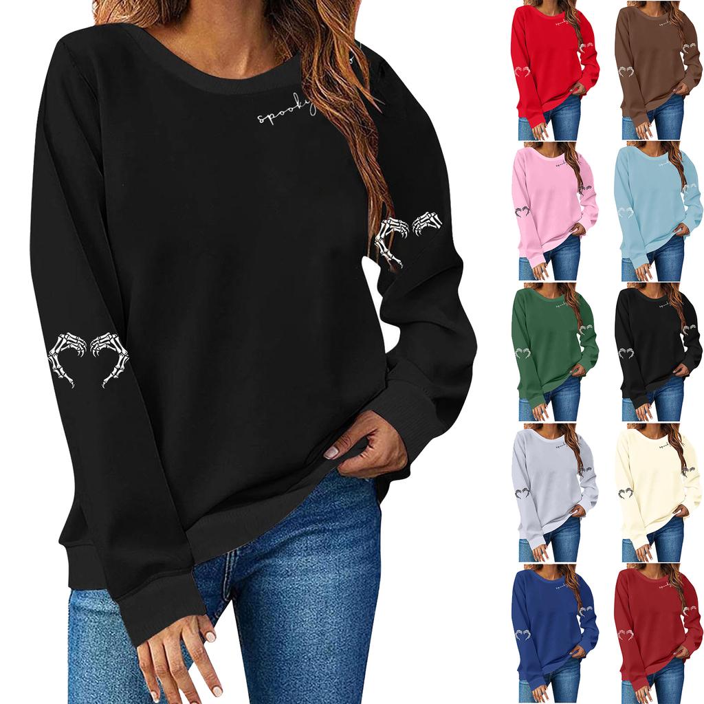 Ladies' Loose Comfortable Casual Fashionable Halloween Printed Long Sleeved Sweatshirt