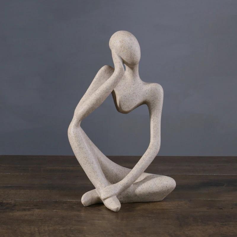 Minimalist Human Contemplation Sculpture Figurine - High Quality Decorative Art Piece with Excellent Value