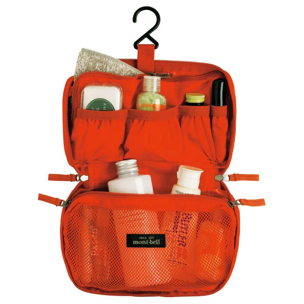 MONTBELL Portable Storage Sports Nylon Toiletry Bag Medium Unisex Couple Red