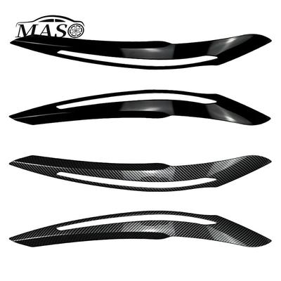 2pcs Car Headlight Eyebrow Eyelid Cover Trim ABS Black/Carbon Fiber for BMW 1 Series F20 F21 Advance Version 2011 2012 2013 2014