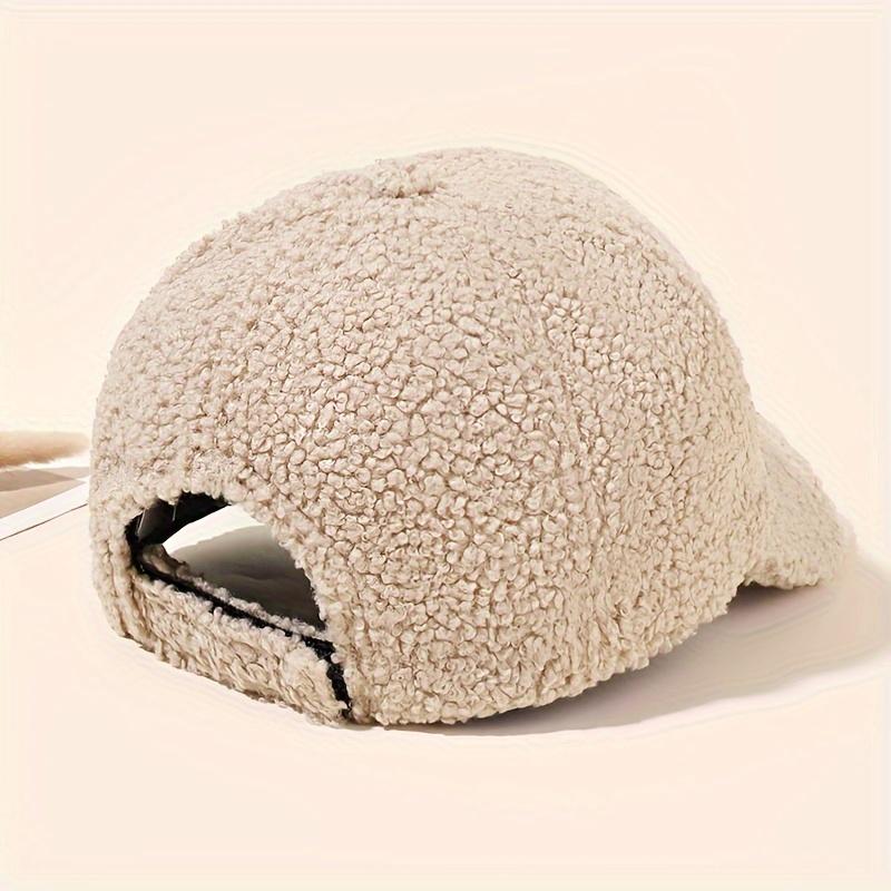 Autumn and Winter Women's Casual Warm Baseball Cap, Korean Street Style Plush Solid Color Simple Versatile Student Flat Brim Hat