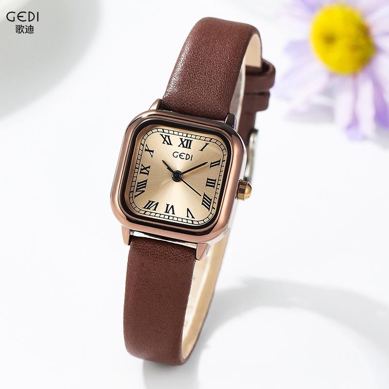 Korean Style Retro Small Sugar Cube Watch Female Niche Simple And Versatile Mini Temperament Student Literary Women'S Watch
