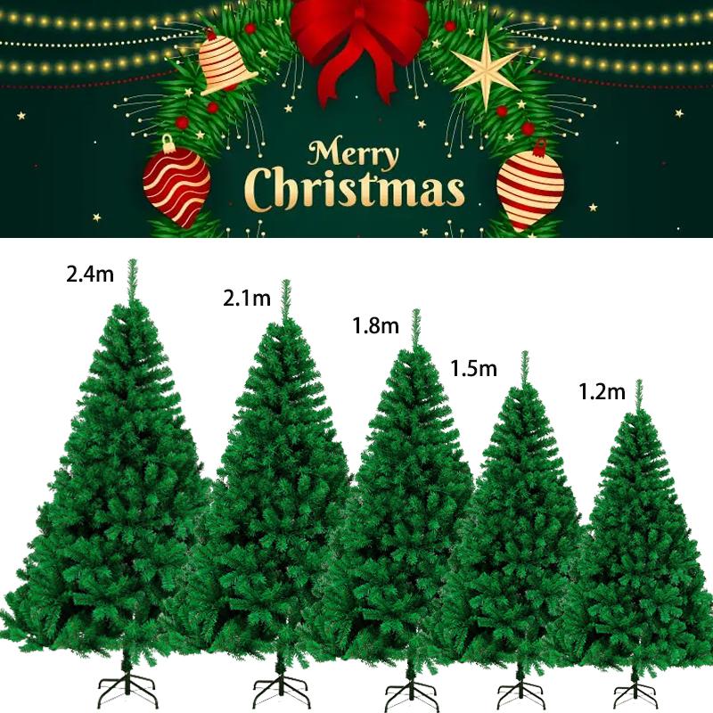 120150180210240cm Green Simulated Christmas Tree Pvc Xmas Santa Ornament