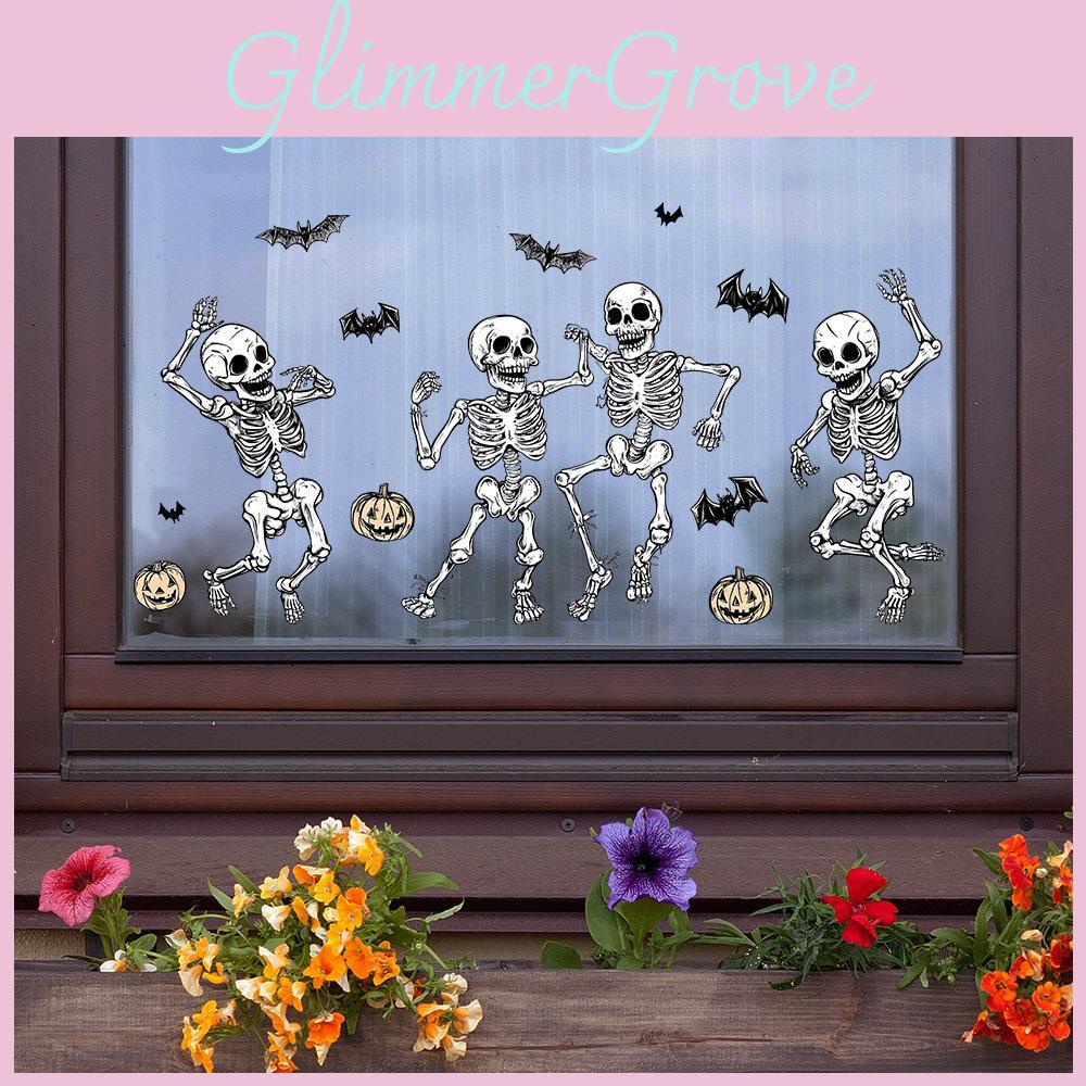 Uv Static Halloween Glueless Pvc Bat Skeleton Home Decoration Stickers Wall