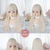 26Inch Blonde Platinum Golden Synthetic Wigs With Bang Long Natural Straight Hair Wig for Women Hime Cut Cosplay Heat Resistant