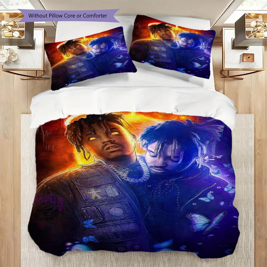 Juice Wrld Legacy Lives Bedding (1 * Duvet Cover + 2 * Pillowcase, Without Core) 2D Flat Soft and Comfortable Duvet Cover and Pillowcase