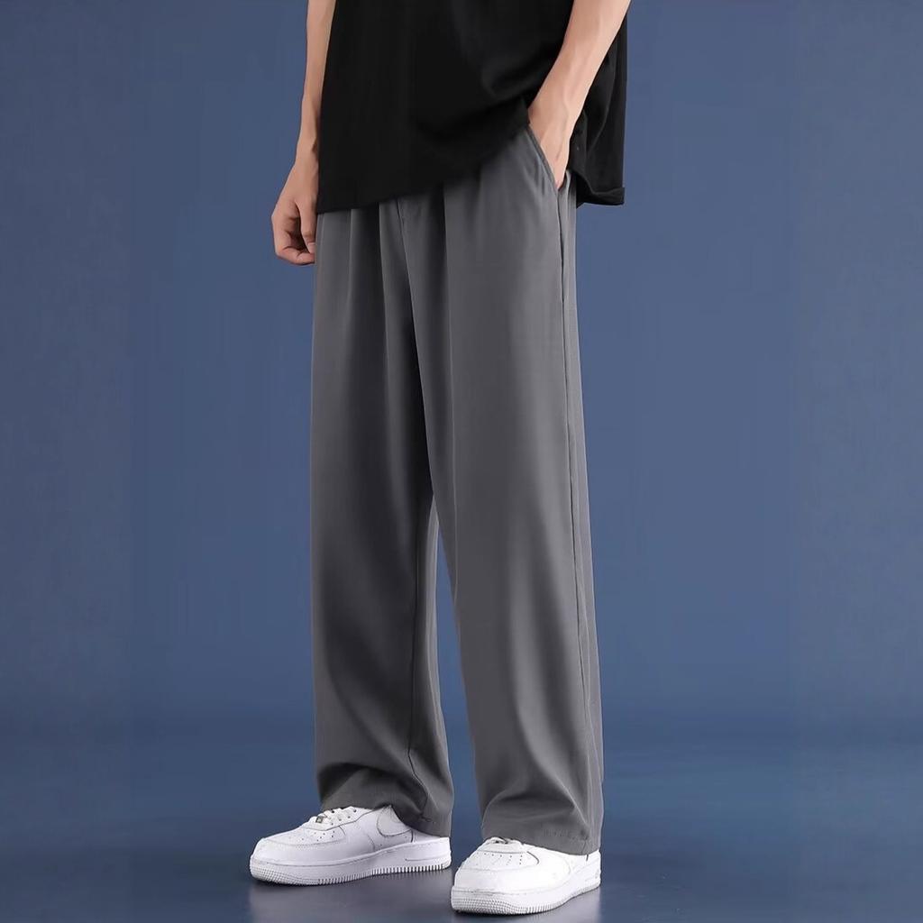 Summer Thin Ice Silk Men's Casual Pants Straight Trend Versatile Loose Sports Casual Pants Men's Clothing