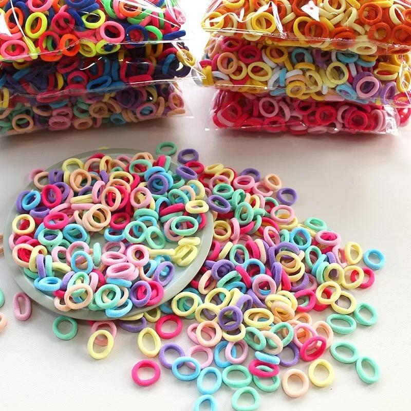 100PCS Girls Colorful Nylon Elastic Hair Bands Ponytail Hold Small Hair Tie Rubber Bands Women Scrunchie Kids Hair Accessories