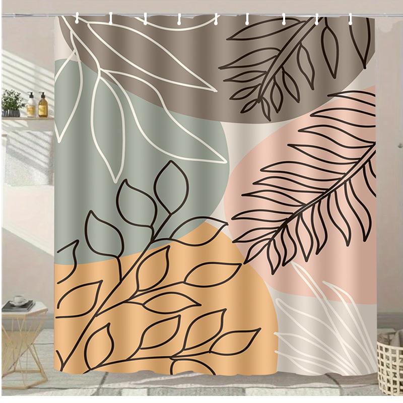 Marine Organisms Washable Dirt-Resistant Shower Curtain Shower Head Waterproof Polyester Bath Curtain For Home Decor Accessories
