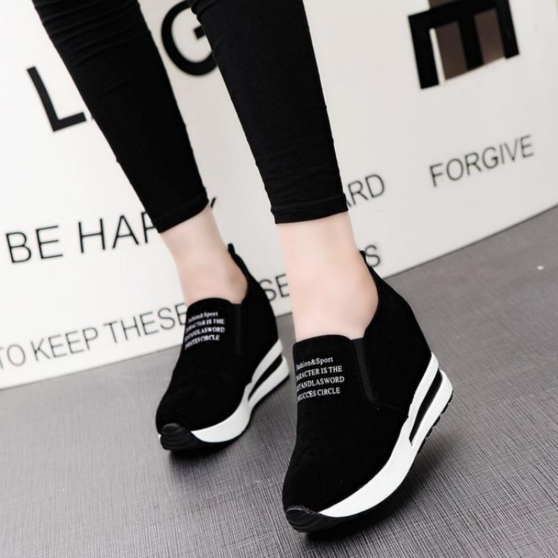 New inner height-increasing women's boots versatile casual women's shoes platform letter casual single shoes