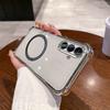 Case for Samsung Galaxy A57 5G Clear Magnetic Casing Electroplated Lens Frame Phone Cover