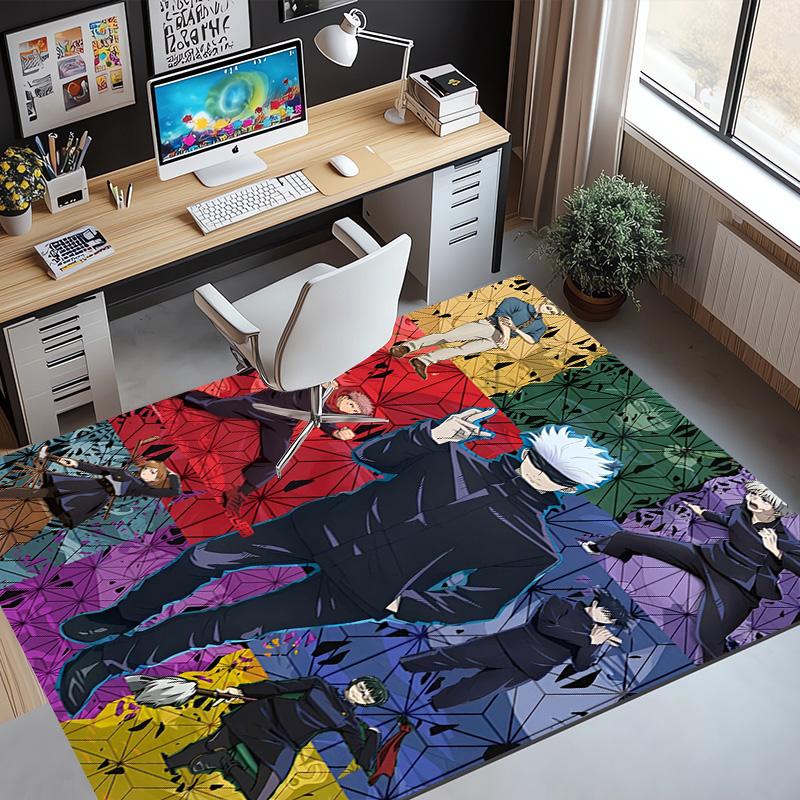 Jujutsu Kaisen Pattern Rug, Indoor/Outdoor Mat, for Picnic, Gameroom, Bedroom, Office, Living Room, Home Decor Carpet, Birthday Gift