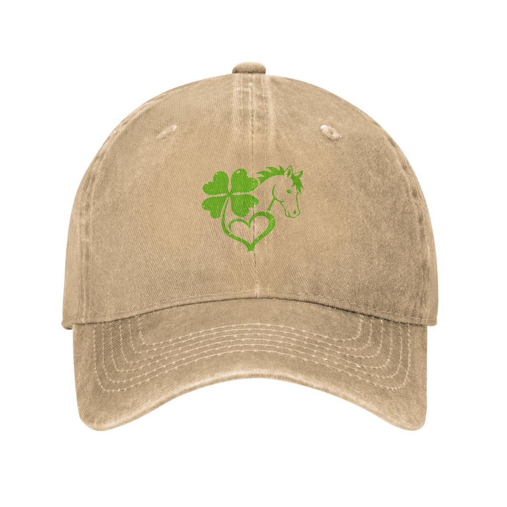 Lucky Clover Horse Heart Print Baseball Cap Unisex Polyester Casual Sun Protection Adjustable Sporty Cap