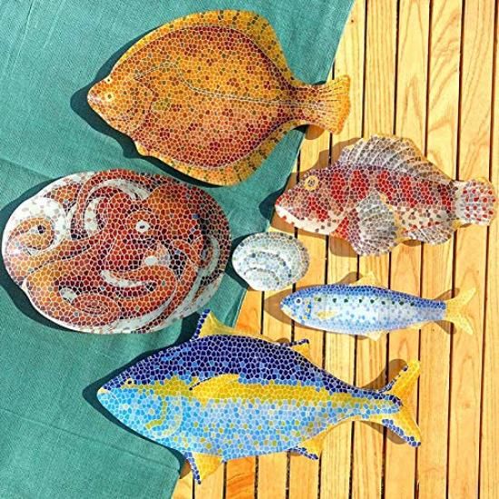 Dulton Glass Fishery Plate, Octopus, K20-0133