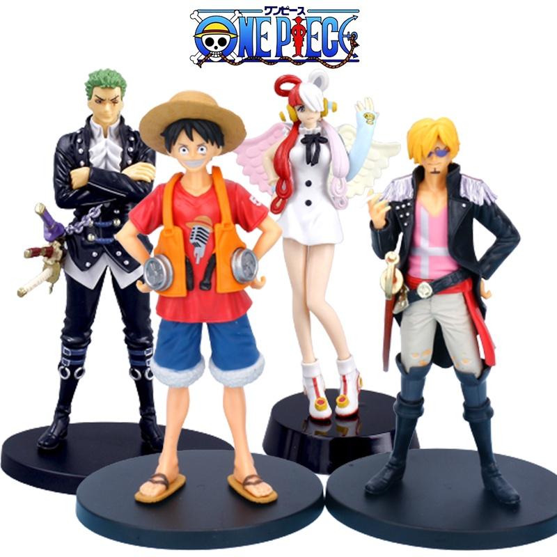 Colored Luffy Zoro Sanji Uta One Piece Film Red Figure Cake Topper Xmas Gifts