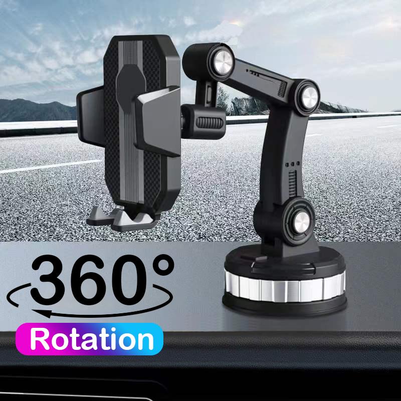 360° Rotatable Big Size Car Phone Holder Shockproof Mobile Stand Compatible with iPhone Xiaomi Samsung Vehicle Mount Accessory