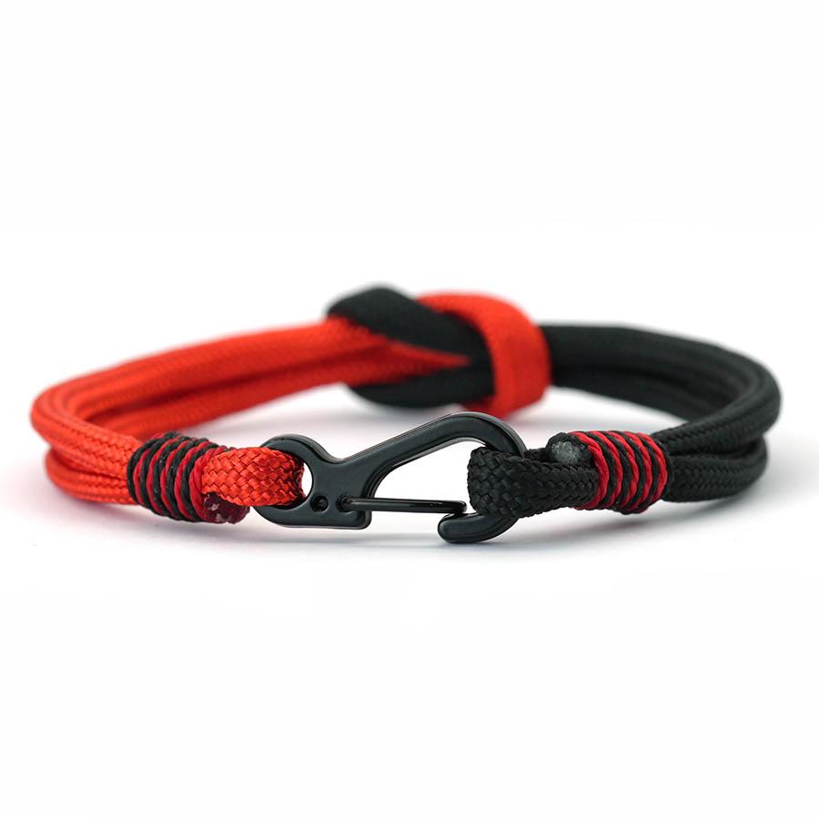 

Noter Men Nautical Paracord Bracelet Black Carabiner Clasp Wristband Adjustable Casual Surfing Jewelry Beach Vacation Braslet 20.5cm(8inch)