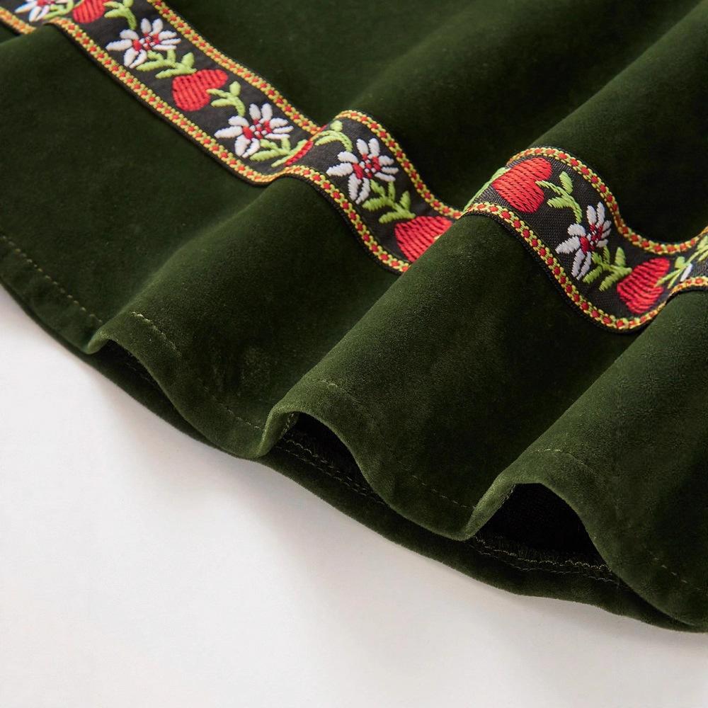 New German Oktoberfest Women's Traditional Bavarian Beer Garden Velvet Dress