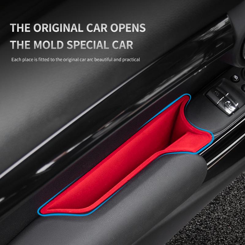 Car Door Armrest Storage Box Stick Shell Flocking For Mini Cooper F56 F55 F57 ABS Phone Wallet Car Storage Slot Car Decoration