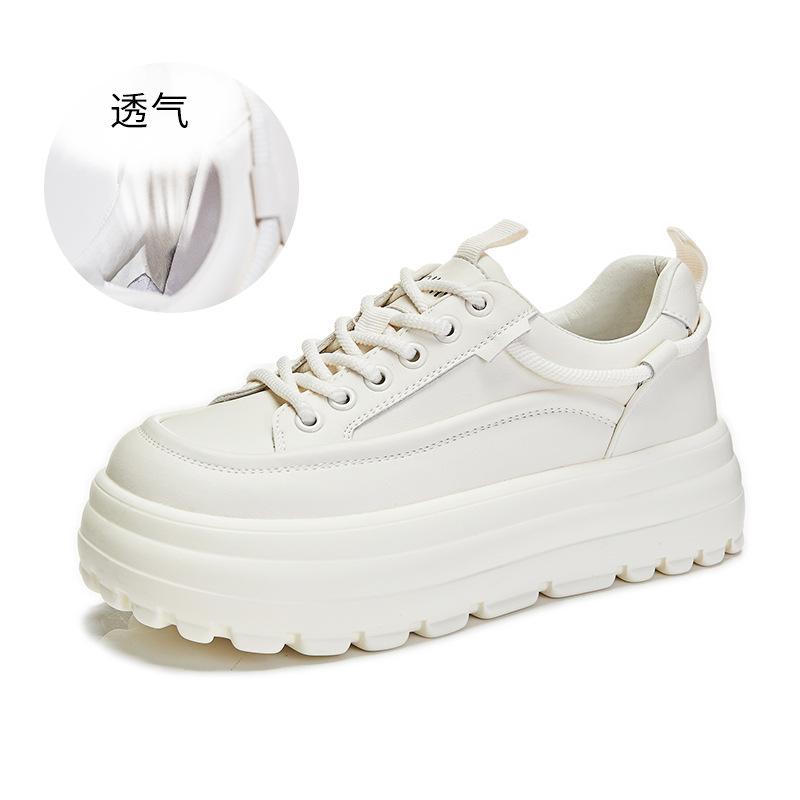 

Leather little white shoes women s 2025 spring new casual flat single shoes soft leather women s fashion thick sole solid color women s shoes tide 40 бежевий