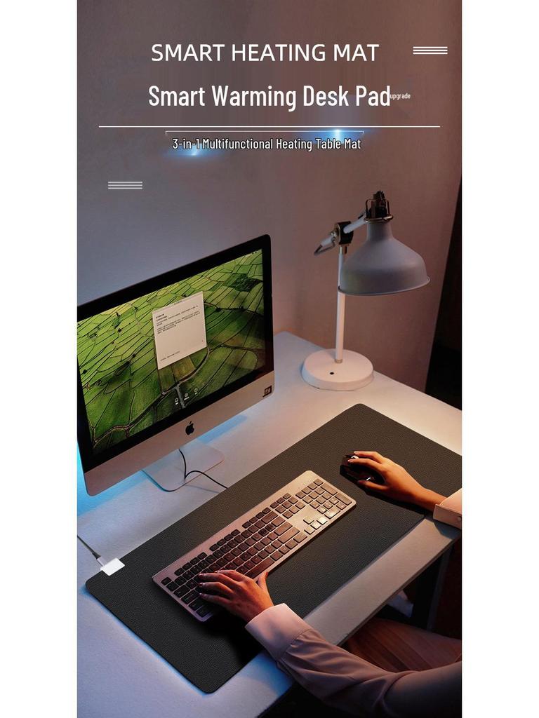 Intelligente 3-in-1 Wireless-Lade-Schreibtischmatte: 15W Ladegerät, Beheiztes Mauspadd, mit Tasse mit konstanter Temperatur.