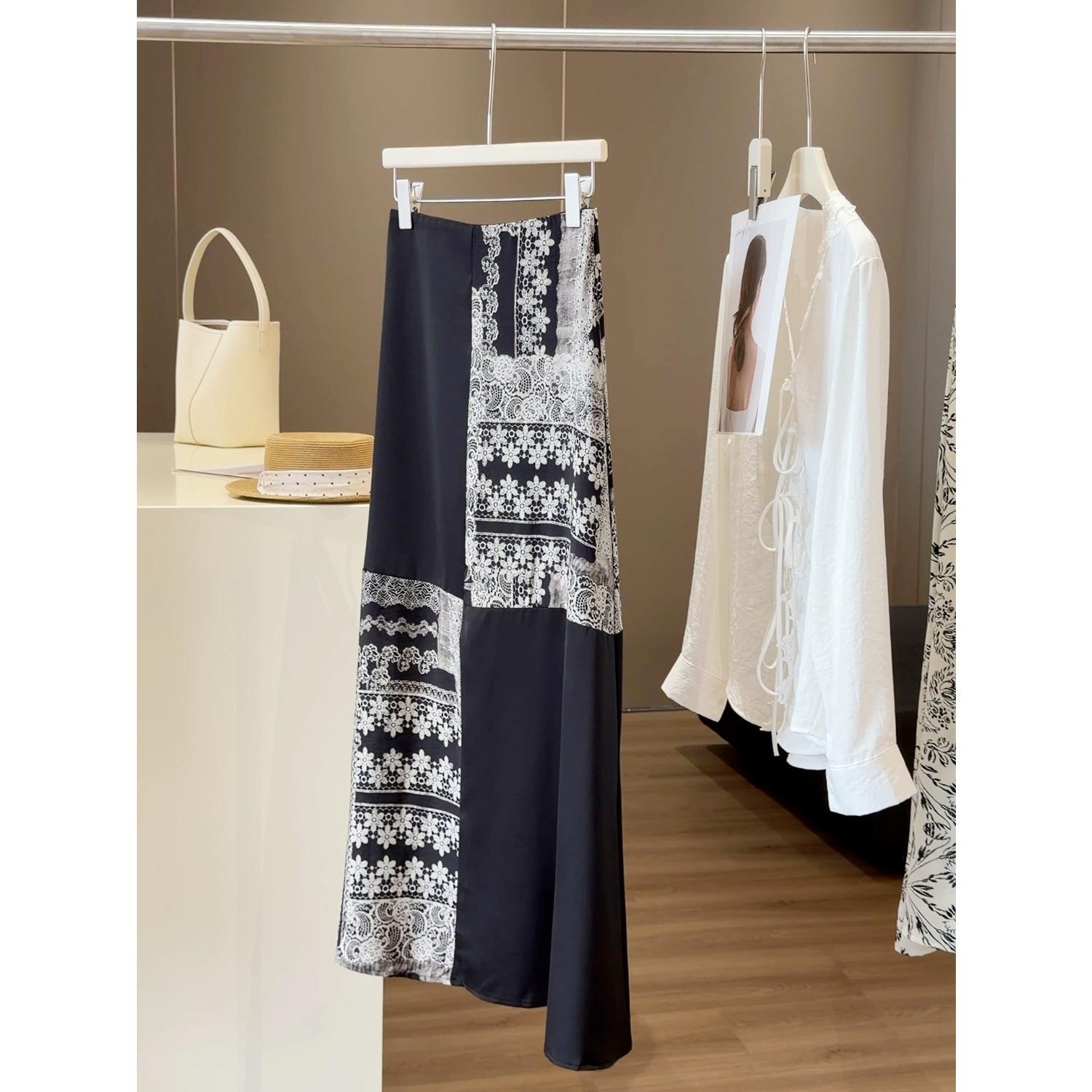 Women s High Waist A Line Midi Skirt Vintage Patchwork Casual Flowy Pleated Skirts S