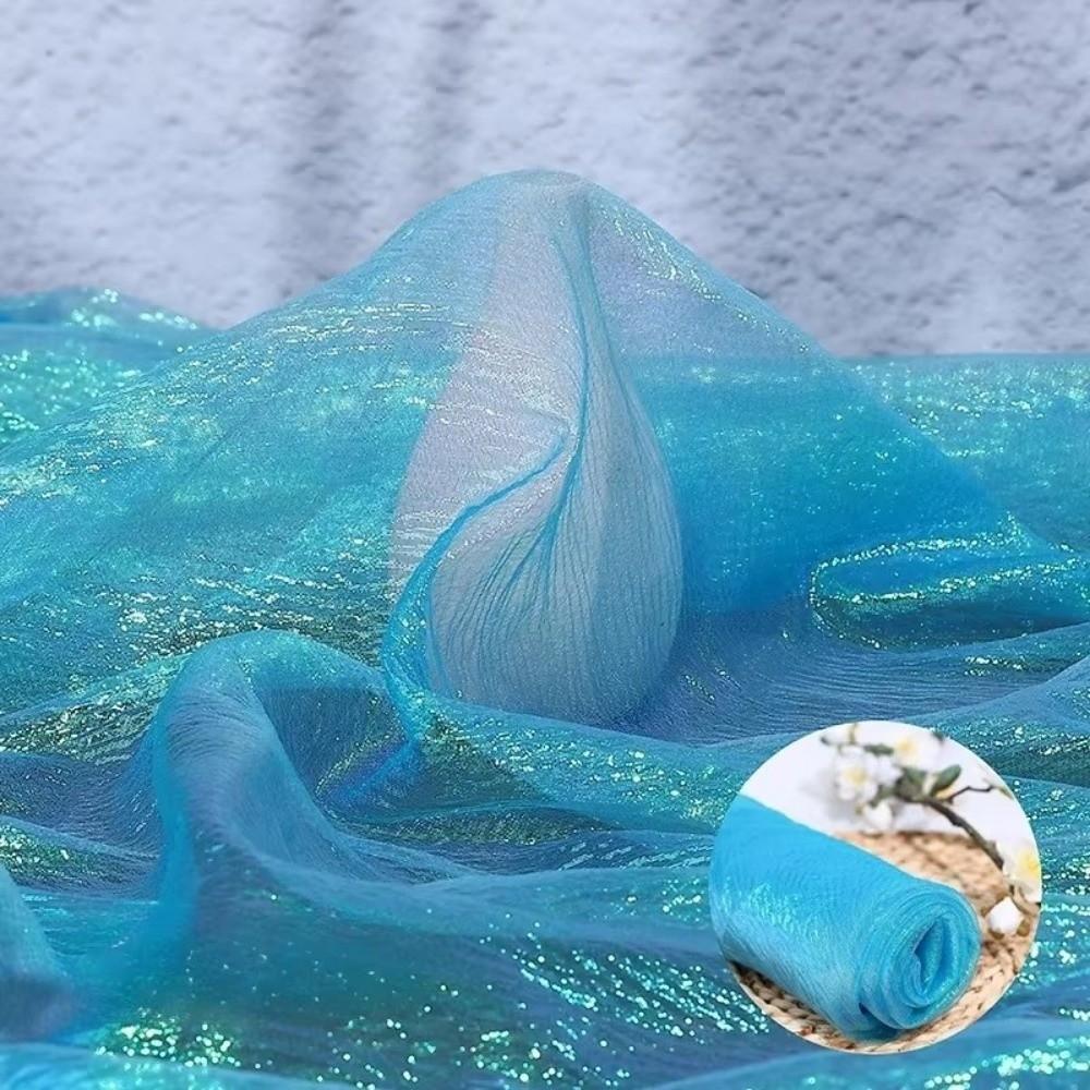 Wrinkled Organza Fabric Illusion Color Iridescent Organza  for Dress Curtains