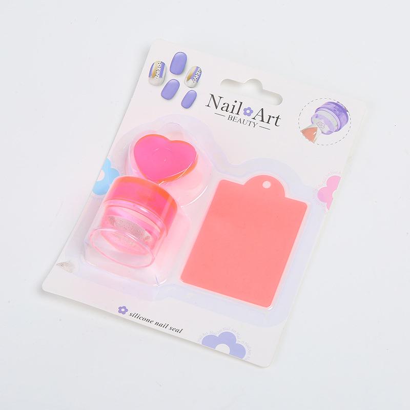 Heart-shaped Nail Stamper With Scraper Jelly Silicone Head Stamp for French Nails Printing Nail Art Stamping Plate Manicure