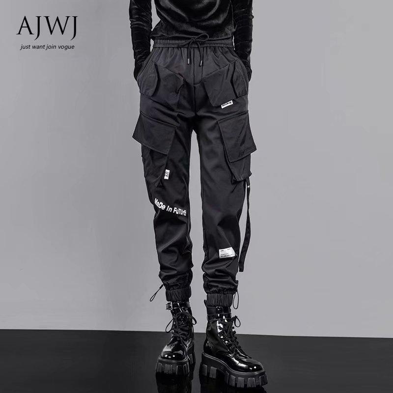 

Мужской модный светоотражающий комбинезон с множеством карманов: Свободный крой с манжетами для весны и осени XL чёрный