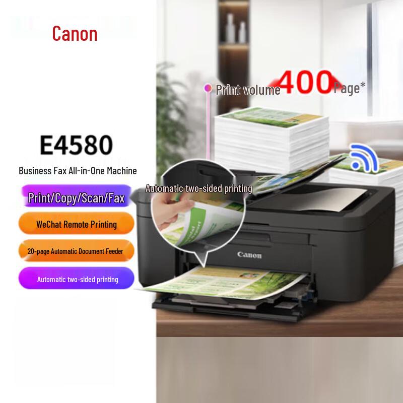 

Canon E4580 Wireless All-in-One Inkjet Printer CN plug (adapter included)