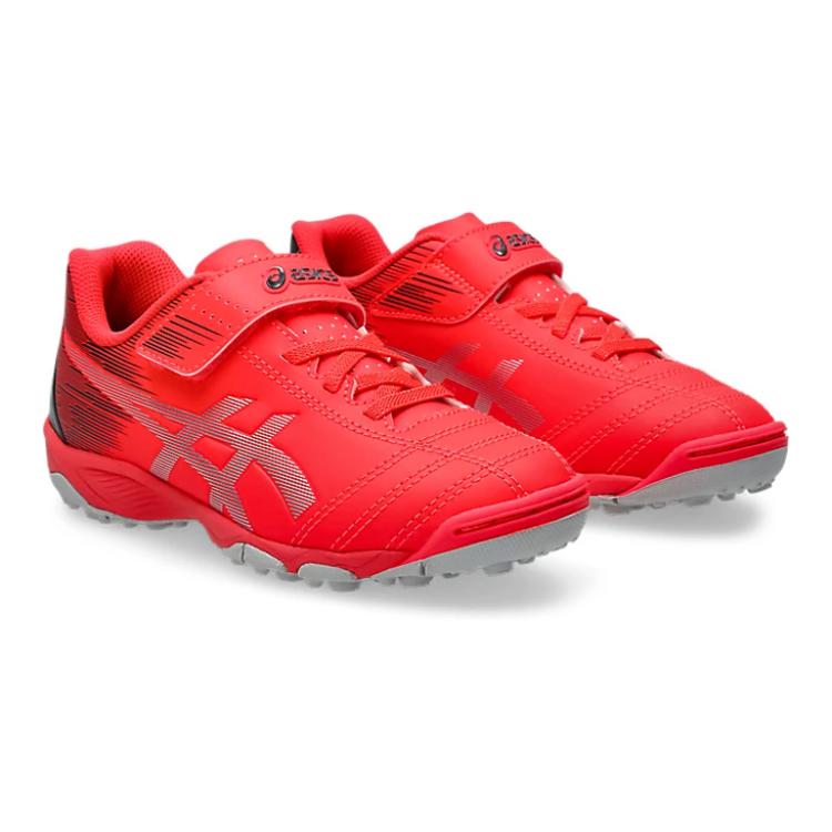 Asics Junior 6 Artificial Turf Low Top Soccer Shoes Kids Soccer Shoes Red Gray 1104A045-702