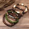 5/6 pcs/set Wood Bead Bracelet Set Bohemian Style Hand Ring Geometric Men Bracelets  Male