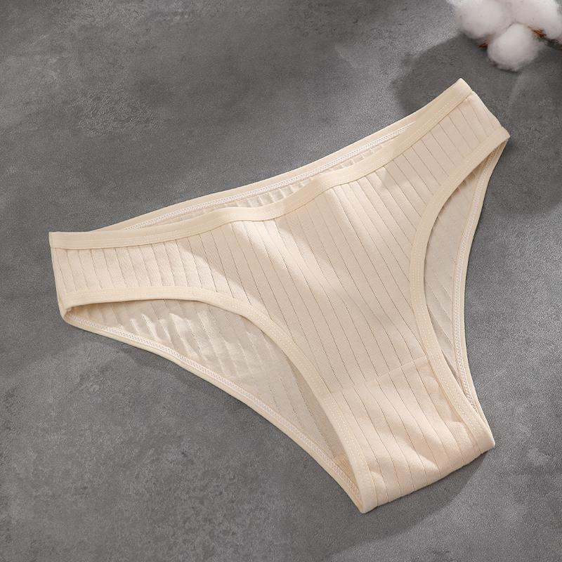 Damskie Bezszwowe Bawełniane Majtki w Paski Seksowne Niskiej Talii Jednokolorowe Majtki Miękkie Oddychające Majtki Wygodna Bielizna