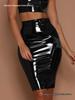 European Style Shiny Leather Hip-Hugging Midi Skirt - Trendy and Waist-Cinching Women’s Fashion Piece