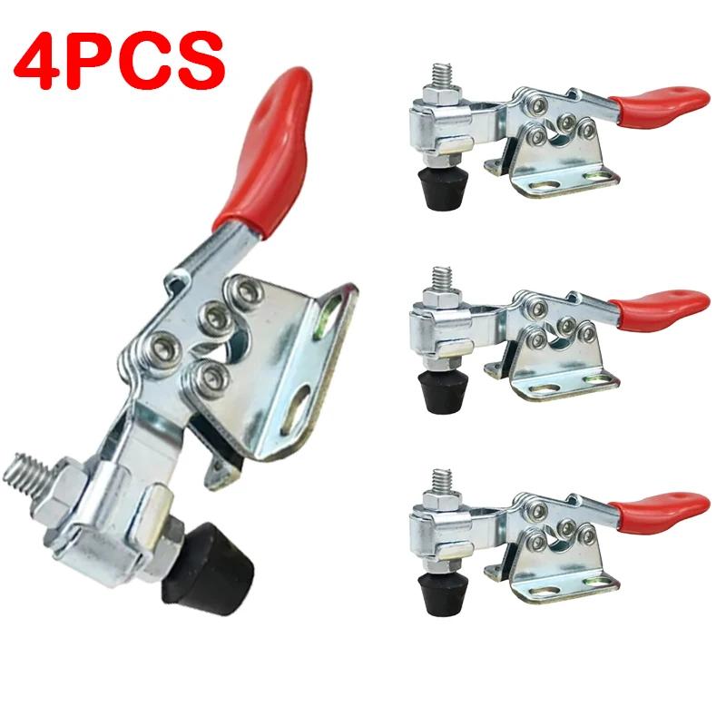 4Pcs Horizontal Toggle Clamp Quick-Release Toggle Clamps Set Woodworking Pliers Pressers Universal Vertical Quick Fixture GH 201
