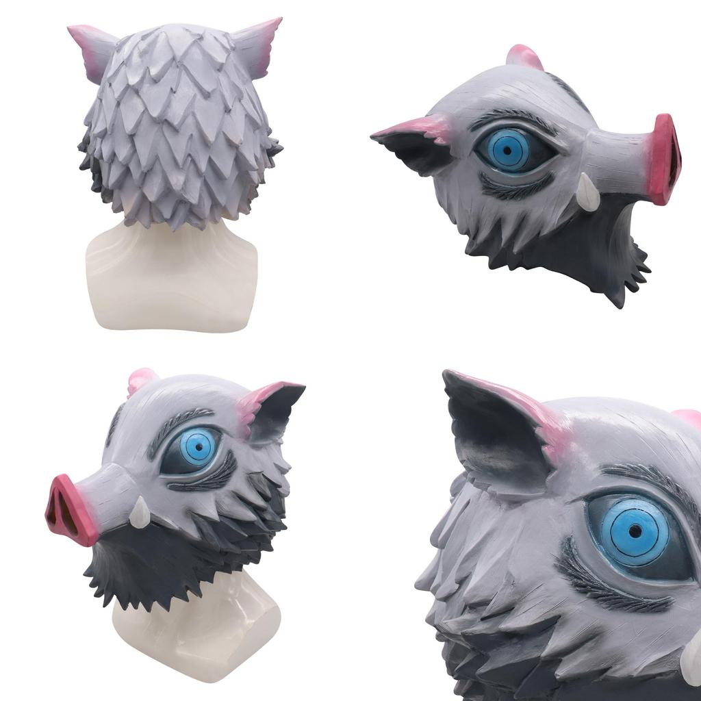 Fantastisk Demon Slayer Kimetsu No Yaiba Hashibira Inosuke lateksmaske til cosplay-arrangementer
