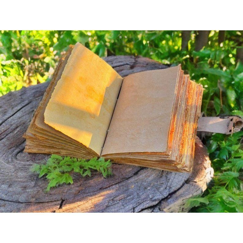 Grimoire Vintage leather journal, Bunny Easter Rabbit Fat Journal, Blank spell book of shadows Celestial Christmas Gifts