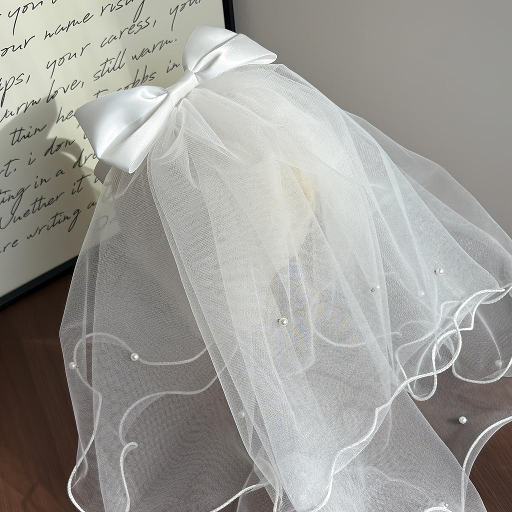 1PC White Bow Mesh Headband Bridal Dress Headgear Simple Fashion Jewelry Suitable for Wedding Daily Use