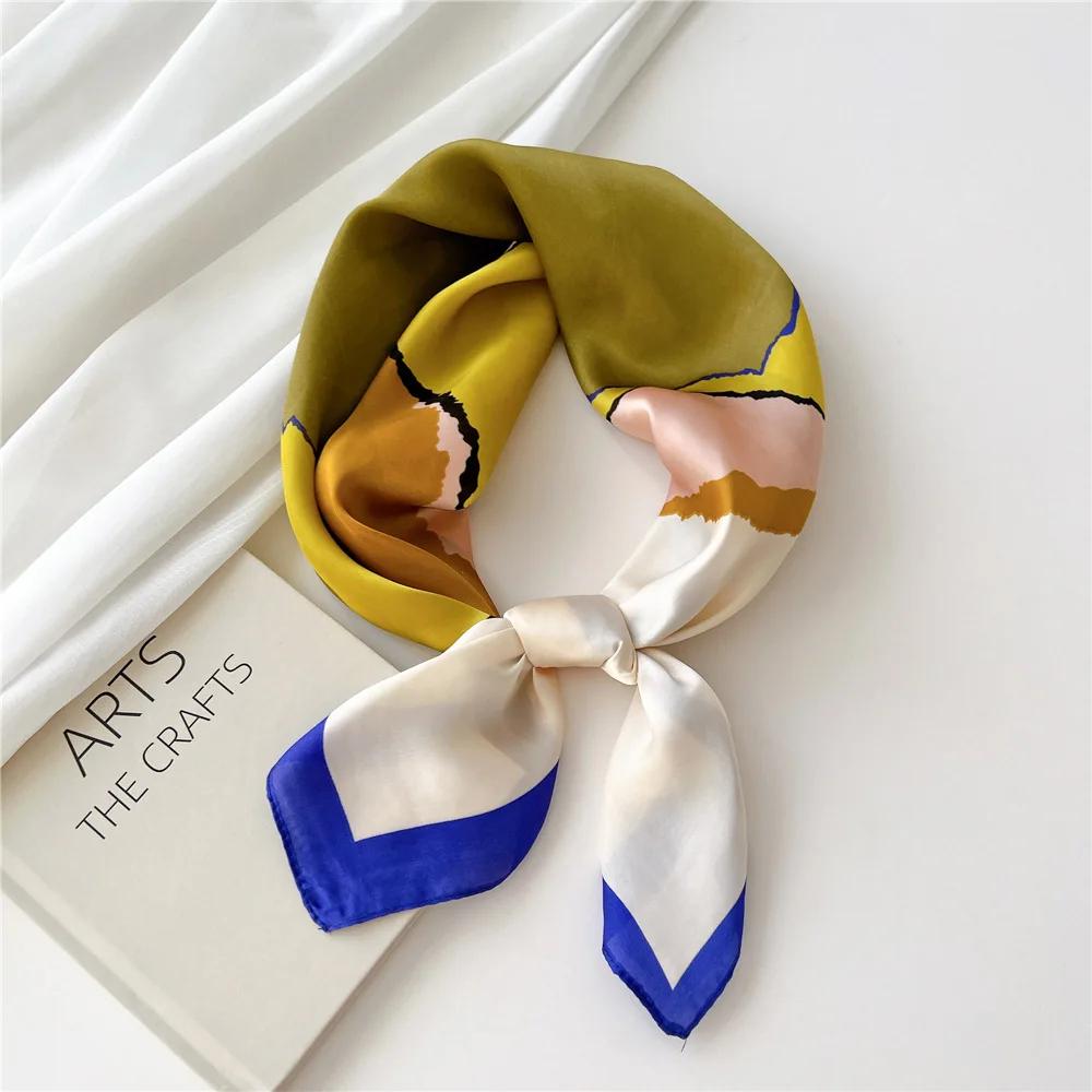 Women Neck Scarves Square Handkerchief Cute Hijab Scarfs 70cm Small Shawls Silk Satin Neckerchief Hair Band Tie Scarf For Ladies