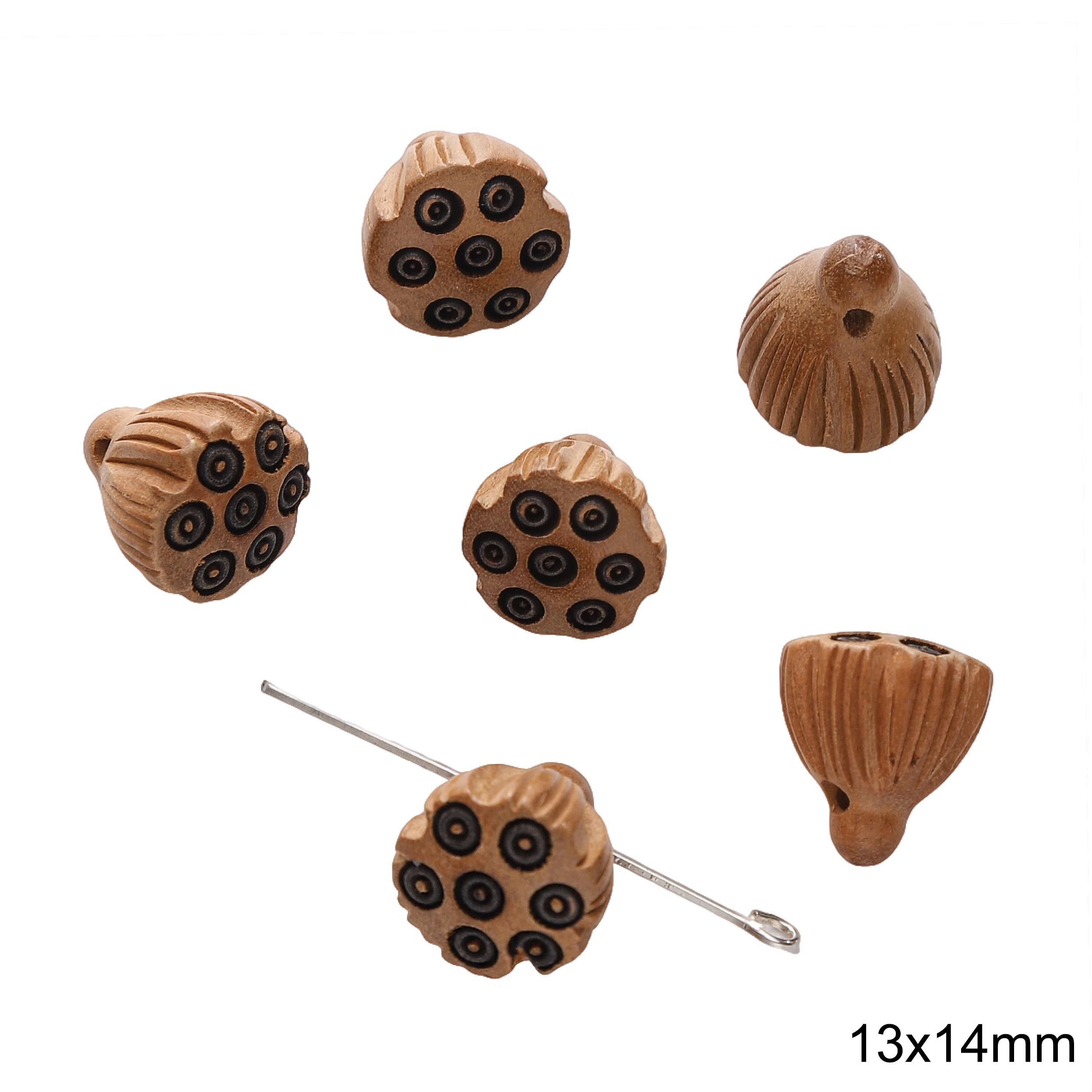 

Дерев яні намистини інтервальні розсипні намистини для DIY браслетів намист виготовлення ювелірних виробів lotus seedpod 13x14mm