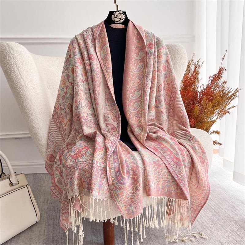 Women Paisley Scarf Cashmere Feeling Pashmina Shawls Tassel Hijab Head Wraps Femme Winter Scarves Foulard Bufanda