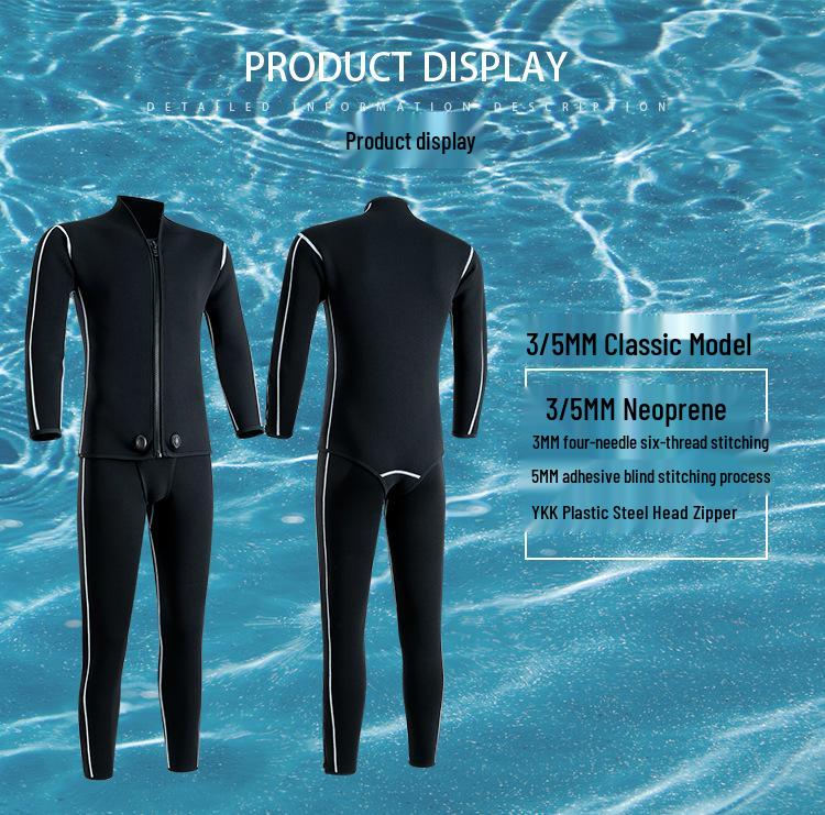 Men’s Professional Deep Diving Wetsuit Pants, 3/5mm, Free Diving & Fishing, Outdoor Warmth, Separate Zipper