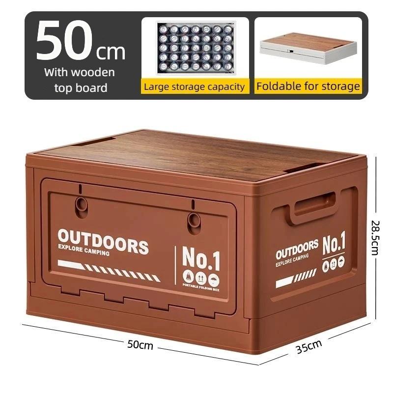 1Pcs Multifunctional Camping Box Foldable Car Trunk Storage Organizer With Bench & Cutting Board For Picnic
