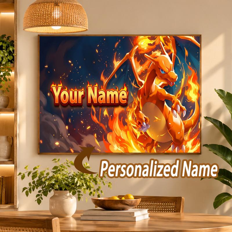 Charizard Custom Name Diamond Painting Personalized 5D Full Drill DIY Diamond Art Home Decor