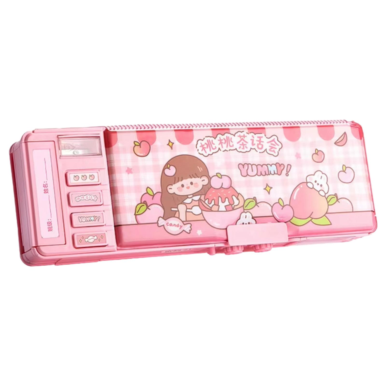 Kaba Bear Kids Cartoon Pencil Case Double Layer Large Capacity Multifunctional Stationery Box for School Students