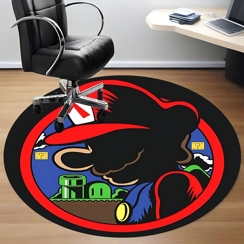1 Stück Mario Abenteuer Büro Runder Teppich, Unter Bürostühlen Schlafzimmer Wohnzimmer Heimdekoration a1022221